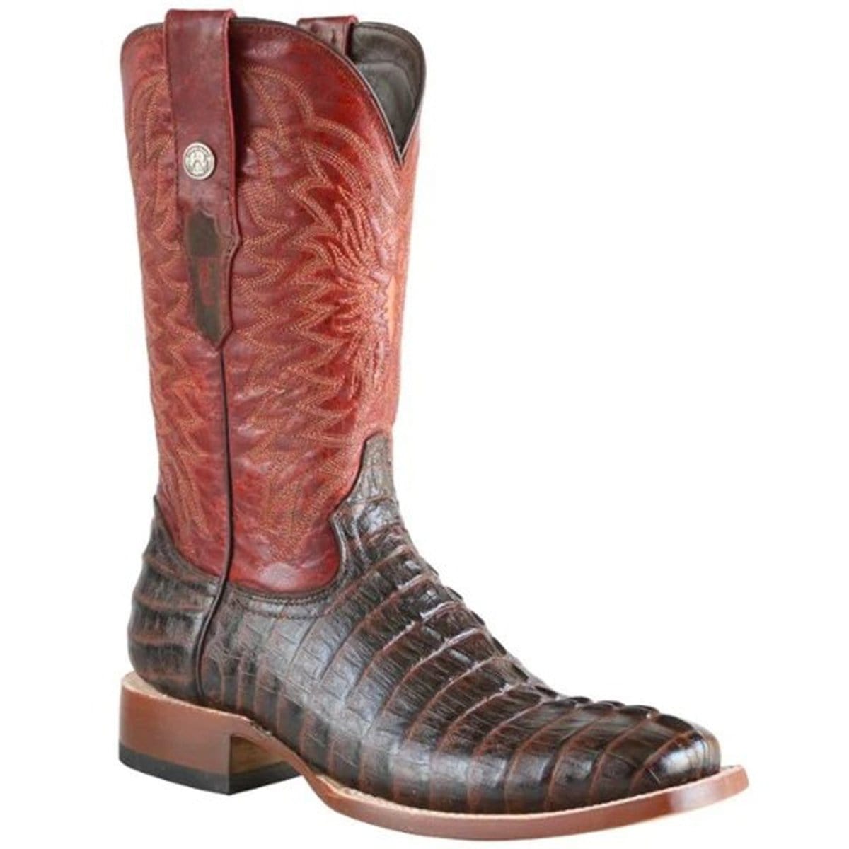 Tanner Mark Boots Boots 6.5 Tanner Mark Men&#39;s The Bandit Print Caiman Tail Square Toe Boots Chocolate TM205538