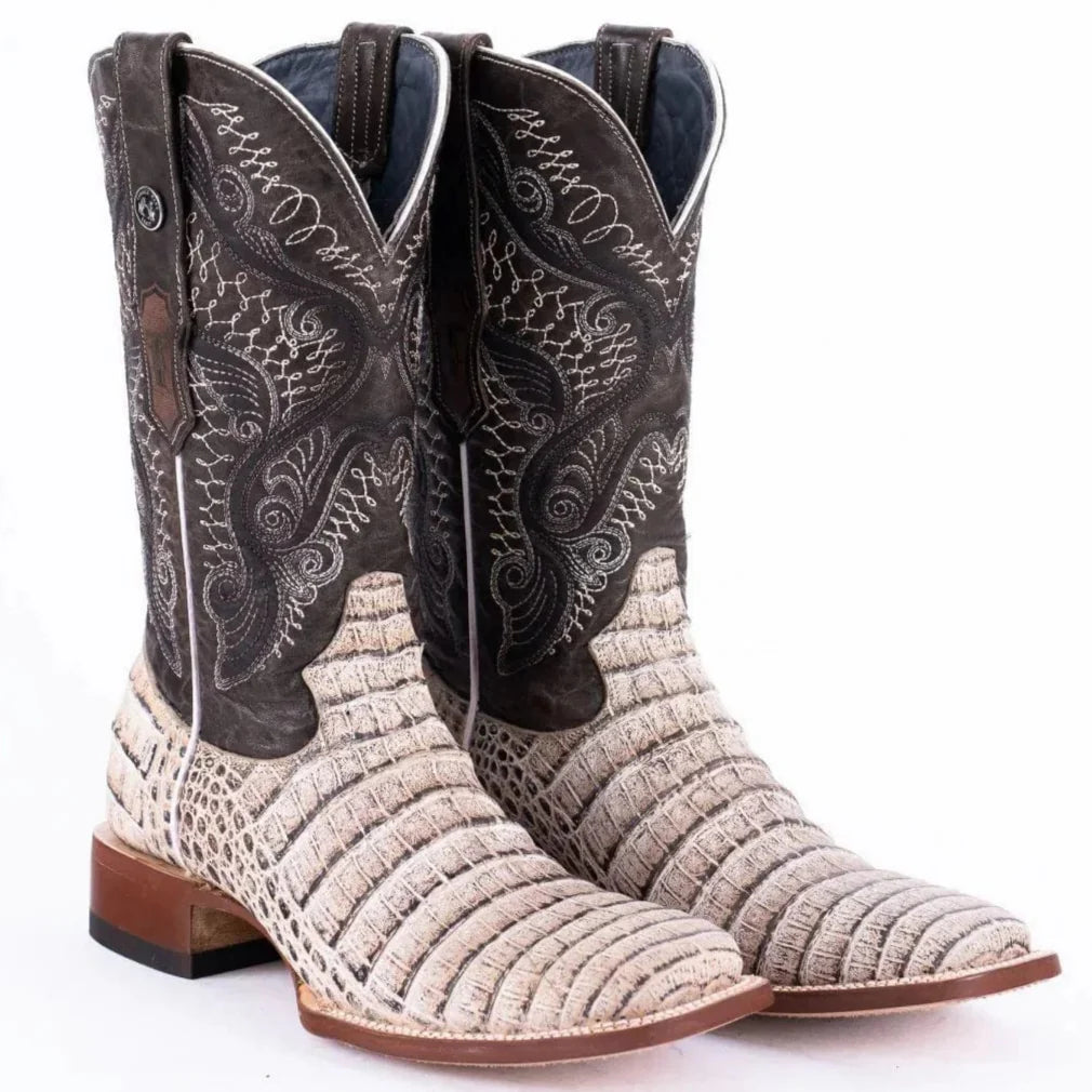 Tanner Mark Boots Boots 6 / Natural Tanner Mark Men&#39;s Print Caiman Belly Square Toe Boots Natural TM205569