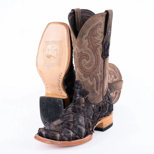 Tanner Mark Boots Boots Black Cherry / 6.5 Tanner Mark Men's Genuine Monster Fish Square Toe Boots Black Cherry TMX201331