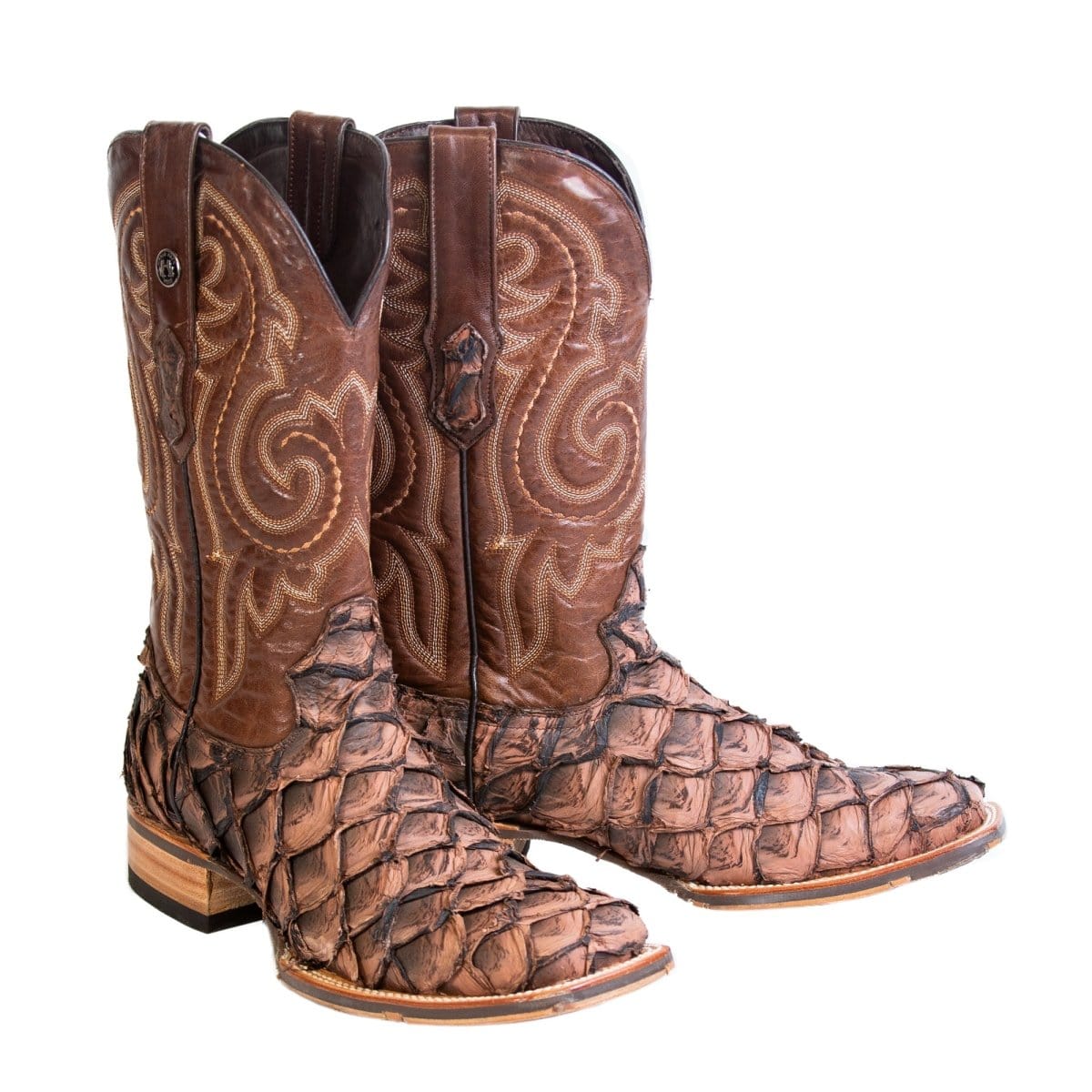 Tanner Mark Boots Boots Brown / 6.5 Tanner Mark Men&#39;s Genuine Monster Fish Square Toe Boots Brown TMX208060