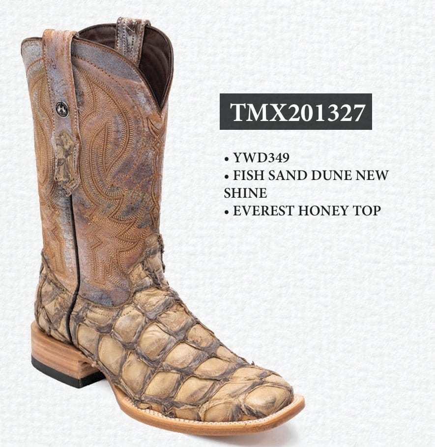 Tanner Mark Boots Boots Sand / 6 Tanner Mark Men&#39;s Genuine Monster Fish Square Toe Boots Sand Dune TMX201327