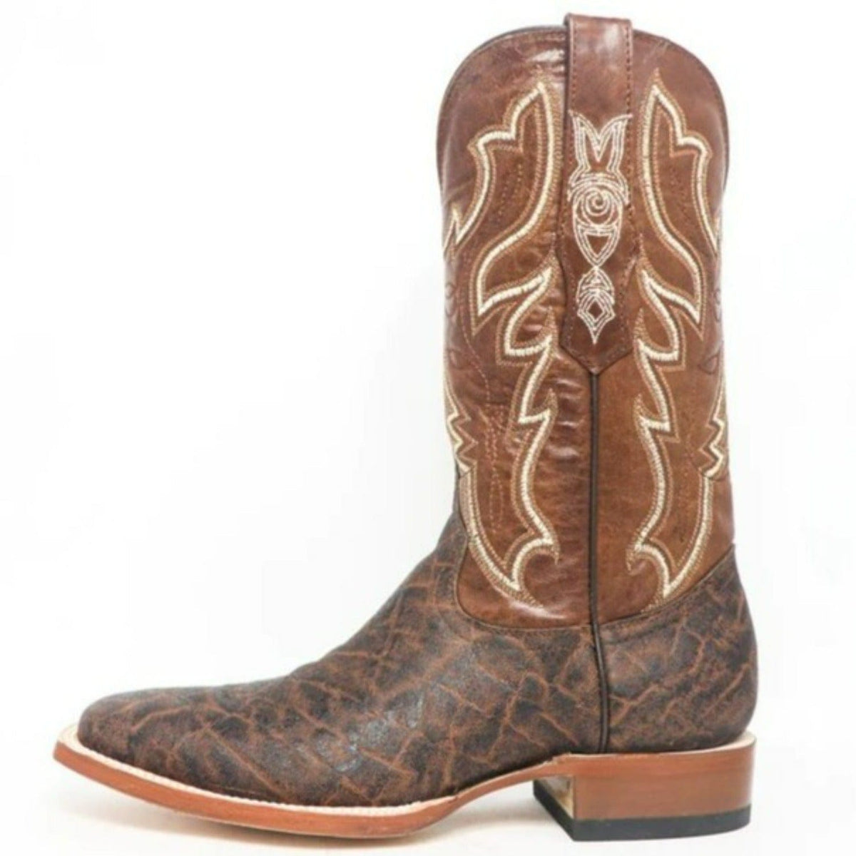 Tanner Mark Boots Boots Tanner Mark Men&#39;s Elephant Print Square Toe Boots Brown TM200974