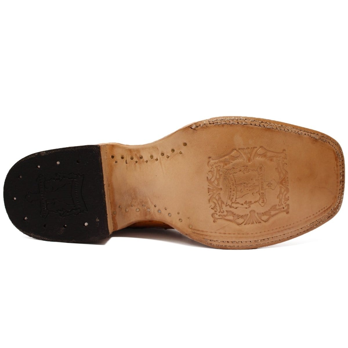 Tanner Mark Boots Boots Tanner Mark Men&#39;s Genuine Full Quill Ostrich Square Toe Boots Oiled Brandy TMX200477