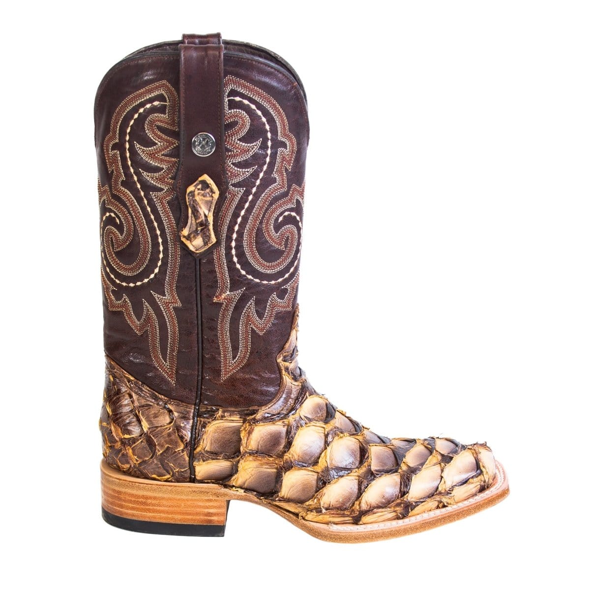 Tanner Mark Boots Boots Tanner Mark Men&#39;s Genuine Monster Fish Square Toe Boots Antique Saddle TMX201329