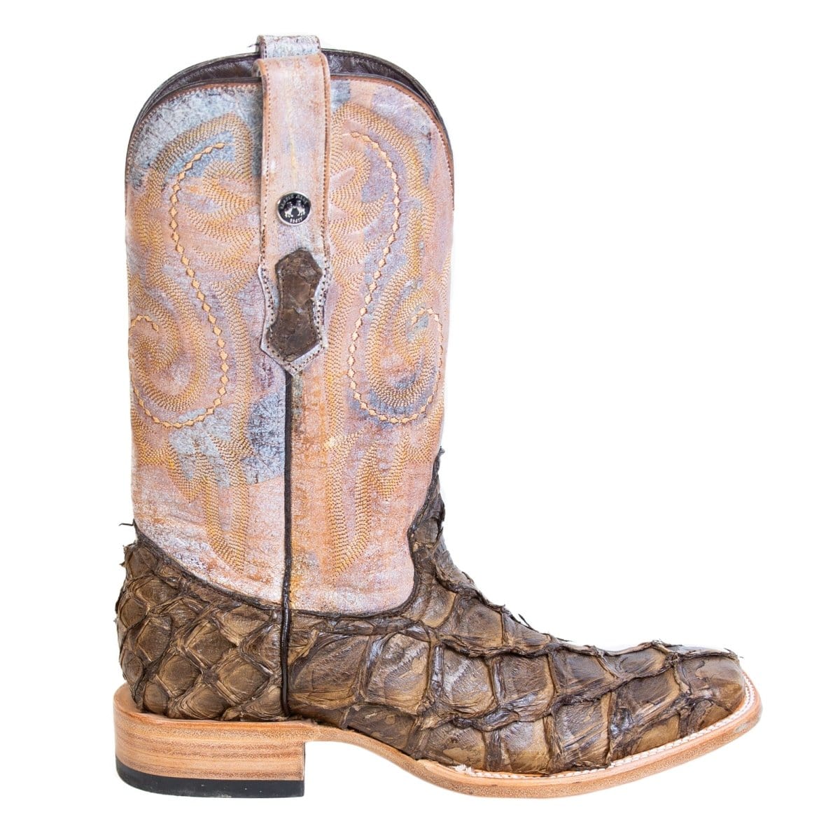 Tanner Mark Boots Boots Tanner Mark Men&#39;s Genuine Monster Fish Square Toe Boots Brown TMX201326