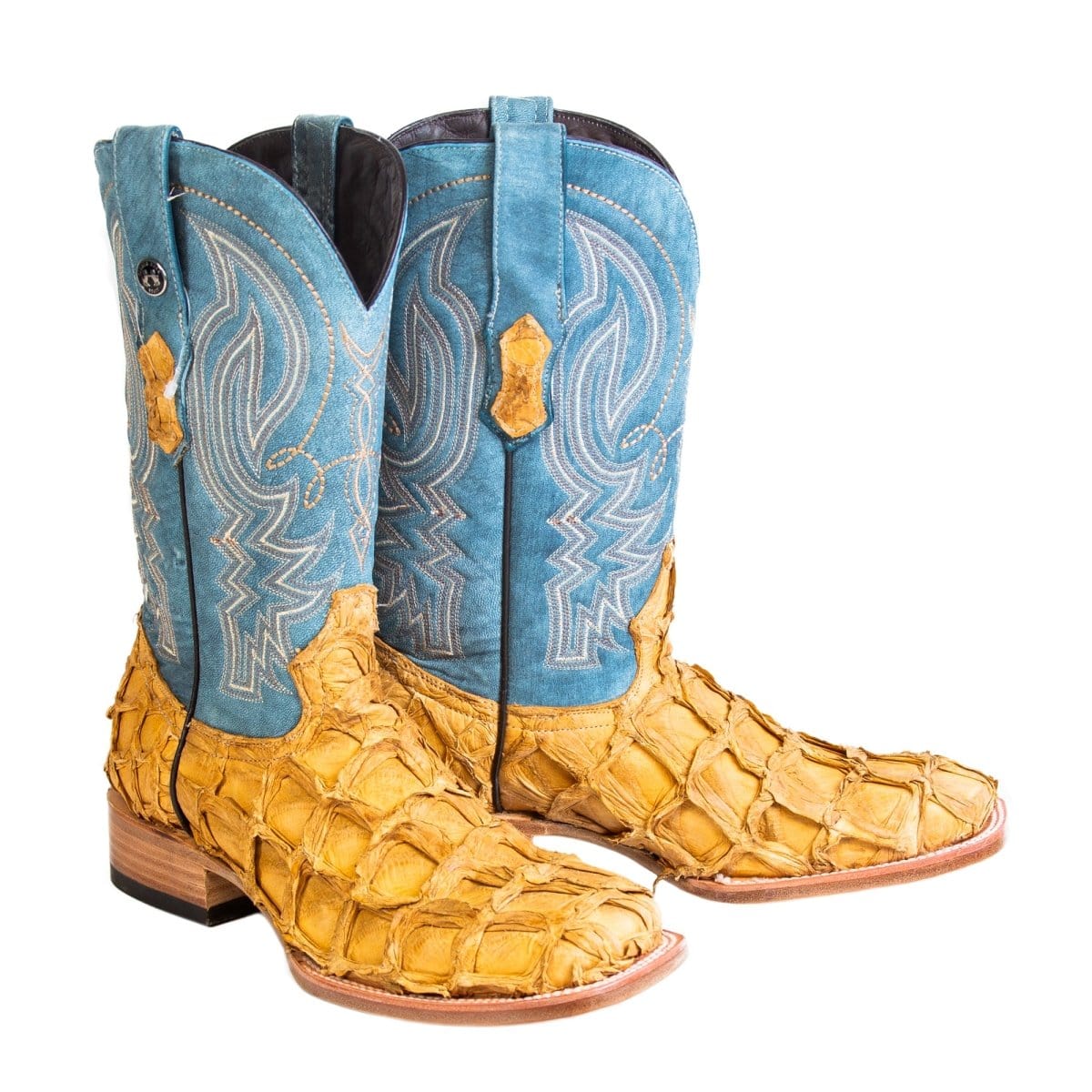 Tanner Mark Boots Boots Tanner Mark Men&#39;s Genuine Monster Fish Square Toe Boots Buttercup Pull Up TMX201328