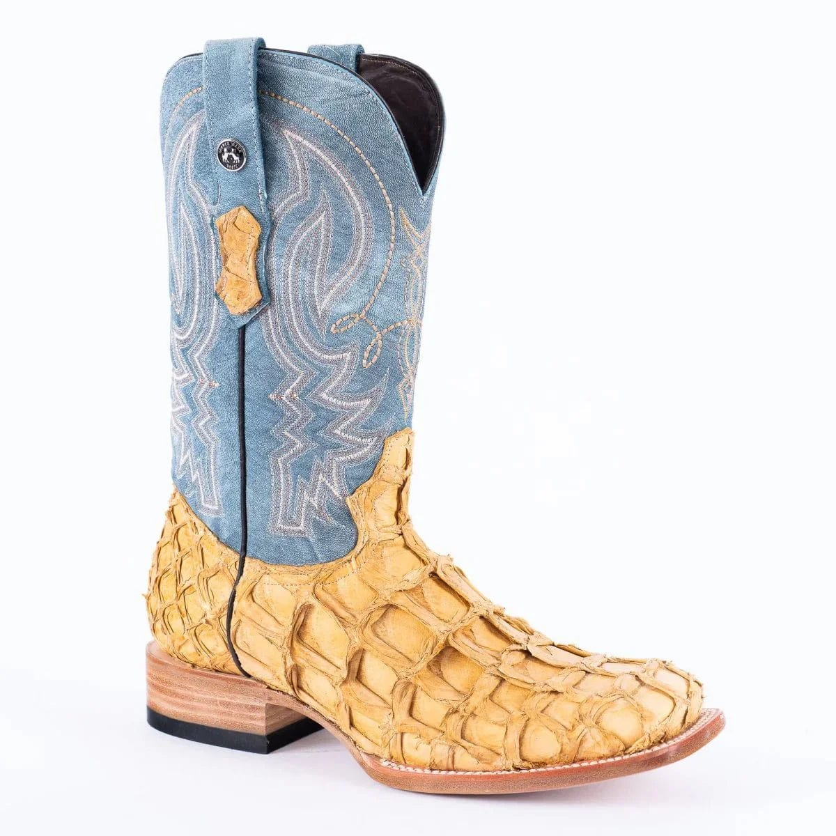 Tanner Mark Boots Boots Tanner Mark Men&#39;s Genuine Monster Fish Square Toe Boots Buttercup Pull Up TMX201328