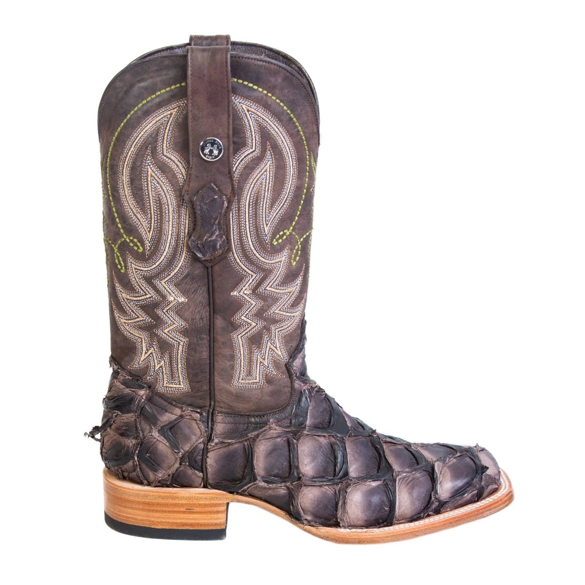 Tanner Mark Boots Boots Tanner Mark Men&#39;s Genuine Monster Fish Square Toe Boots Chocolate TMX201319