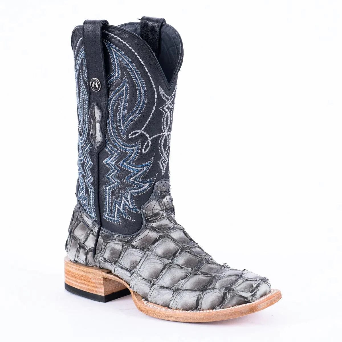 Tanner Mark Boots Boots Tanner Mark Men&#39;s Genuine Monster Fish Square Toe Boots Grey TMX201333