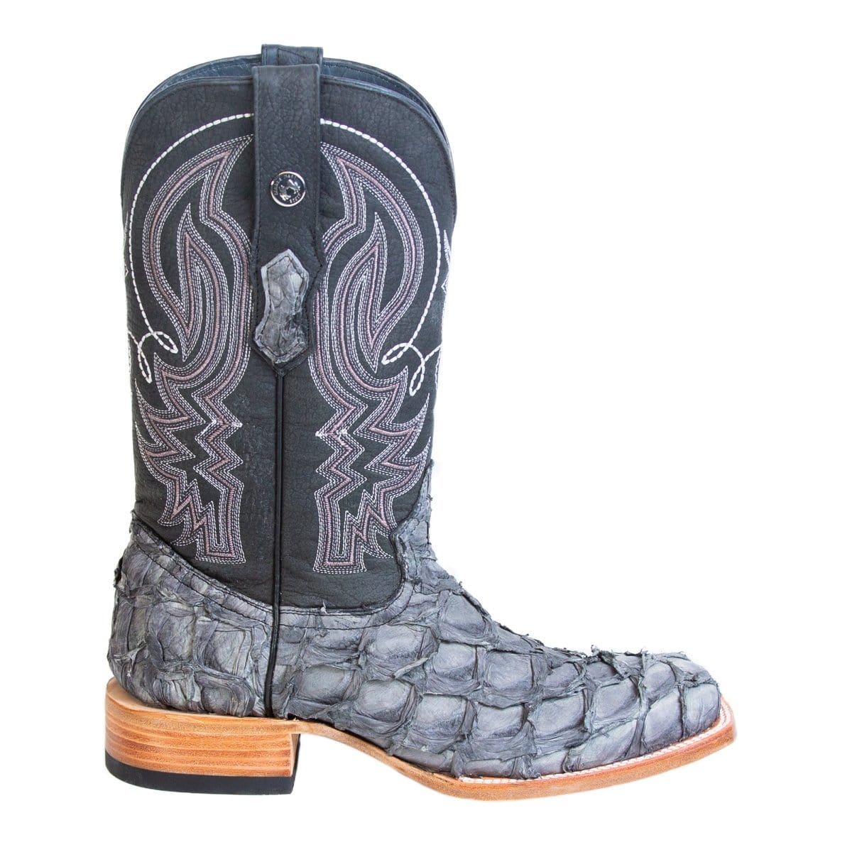 Tanner Mark Boots Boots Tanner Mark Men&#39;s Genuine Monster Fish Square Toe Boots Grey TMX201333