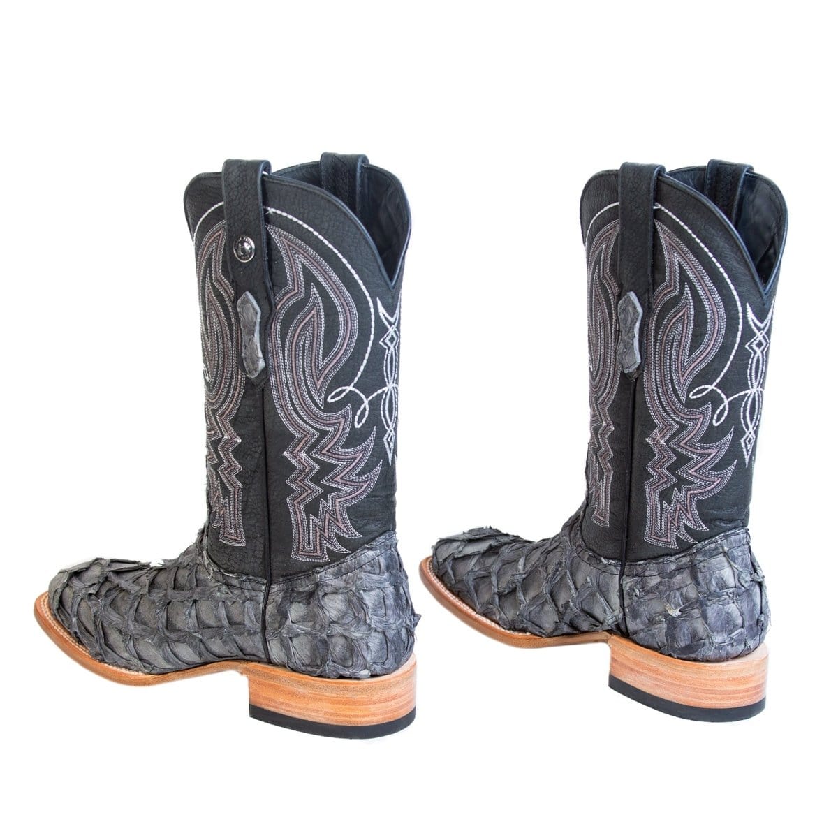 Tanner Mark Boots Boots Tanner Mark Men&#39;s Genuine Monster Fish Square Toe Boots Grey TMX201333