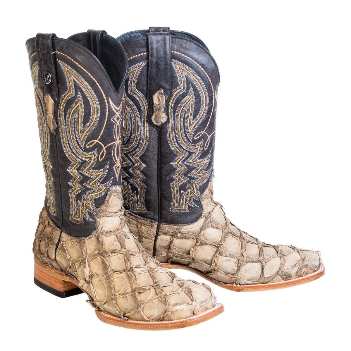 Tanner Mark Boots Boots Tanner Mark Men&#39;s Genuine Monster Fish Square Toe Boots Sand TMX201321