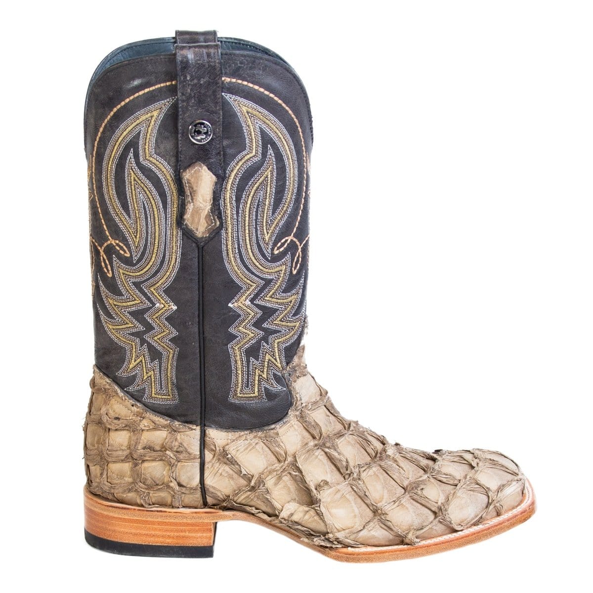 Tanner Mark Boots Boots Tanner Mark Men&#39;s Genuine Monster Fish Square Toe Boots Sand TMX201321