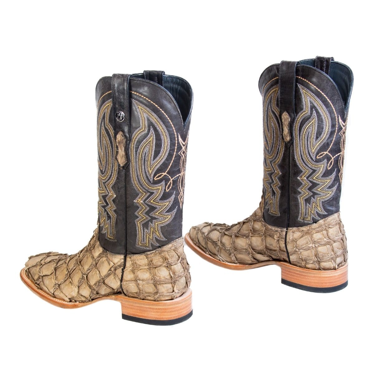 Tanner Mark Boots Boots Tanner Mark Men&#39;s Genuine Monster Fish Square Toe Boots Sand TMX201321