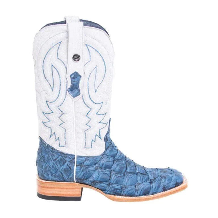 Tanner Mark Boots Boots Tanner Mark Men&#39;s Genuine Monster Fish Square Toe Boots Sky Blue Matte TMX201323