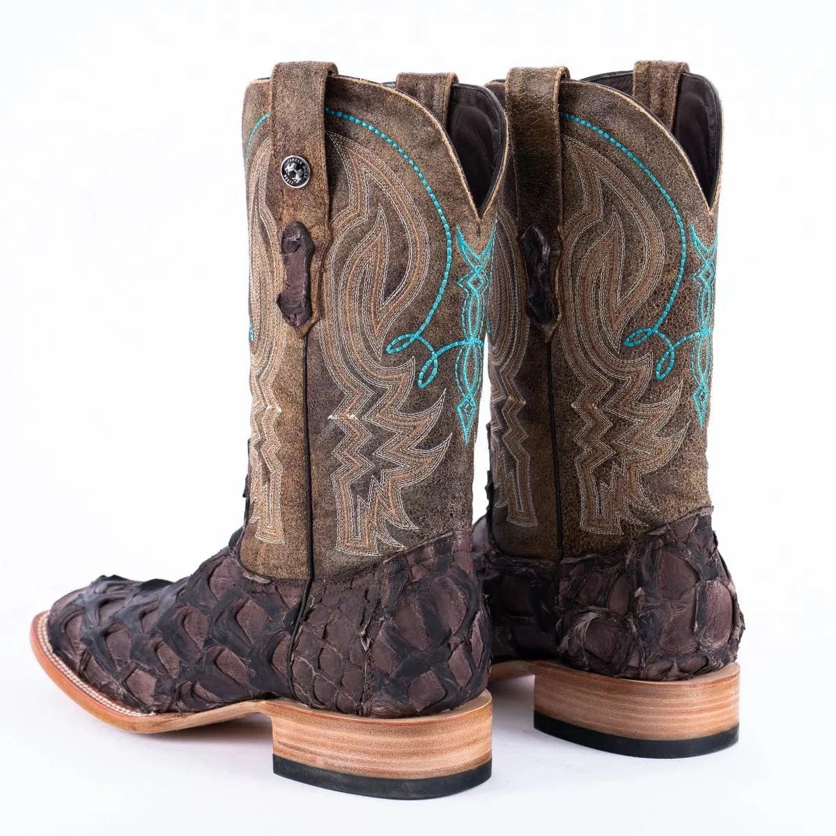 Tanner Mark Boots Boots Tanner Mark Men&#39;s Genuine Monster Fish Square Toe Boots Tobacco TMX201324