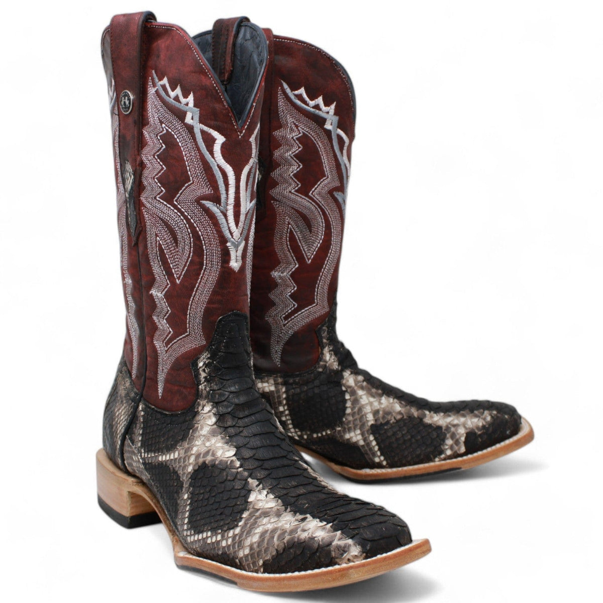 Tanner Mark Boots Boots Tanner Mark Men&#39;s Genuine Python Square Toe Boots Grey TMX208029