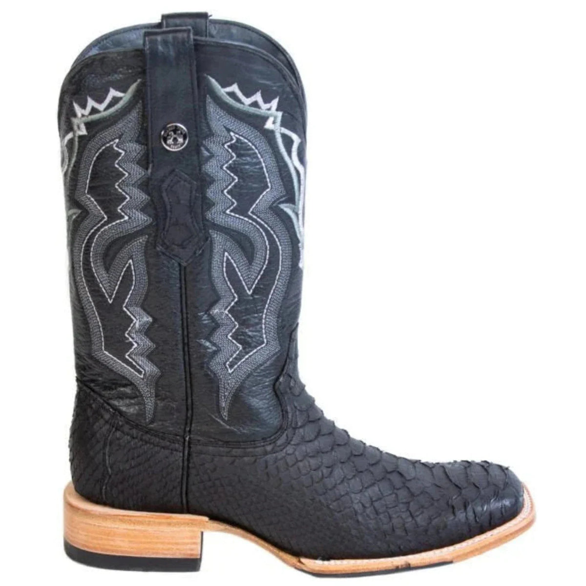 Tanner Mark Boots Boots Tanner Mark Men&#39;s Genuine Python Square Toe Boots Matte Black TMX208038