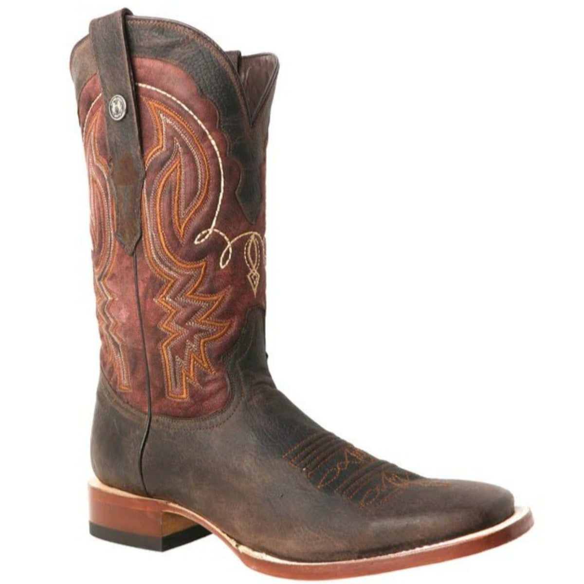 Tanner Mark Boots Boots Tanner Mark Men&#39;s Muleshoe Square Toe Leather Boots Buffalo Brown TM201265