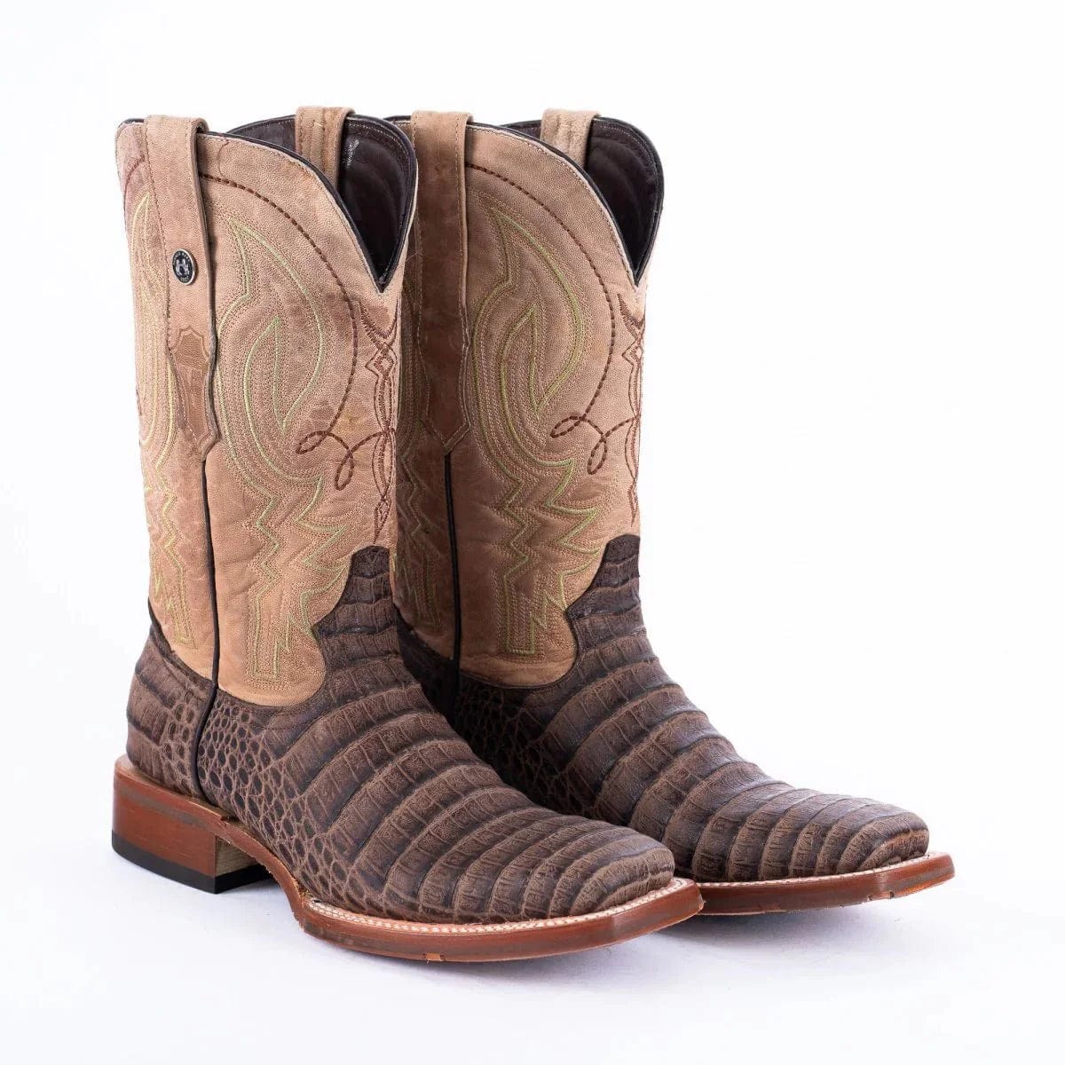 Tanner Mark Boots Boots Tanner Mark Men&#39;s Print Caiman Belly Square Toe Boots Brown TM205561