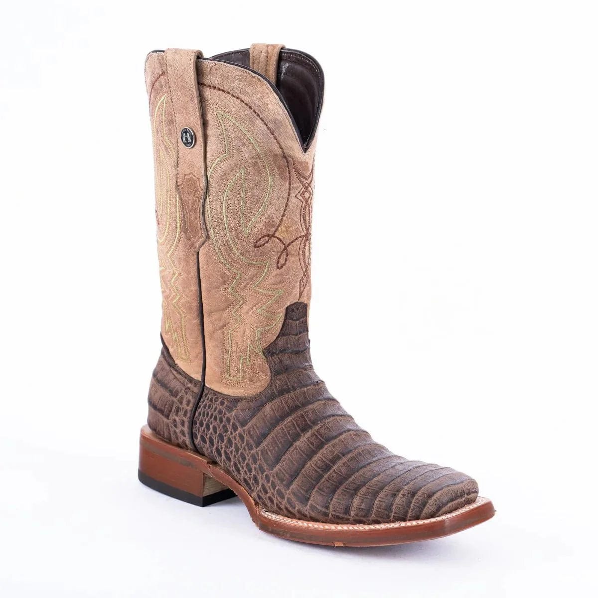 Tanner Mark Boots Boots Tanner Mark Men&#39;s Print Caiman Belly Square Toe Boots Brown TM205561