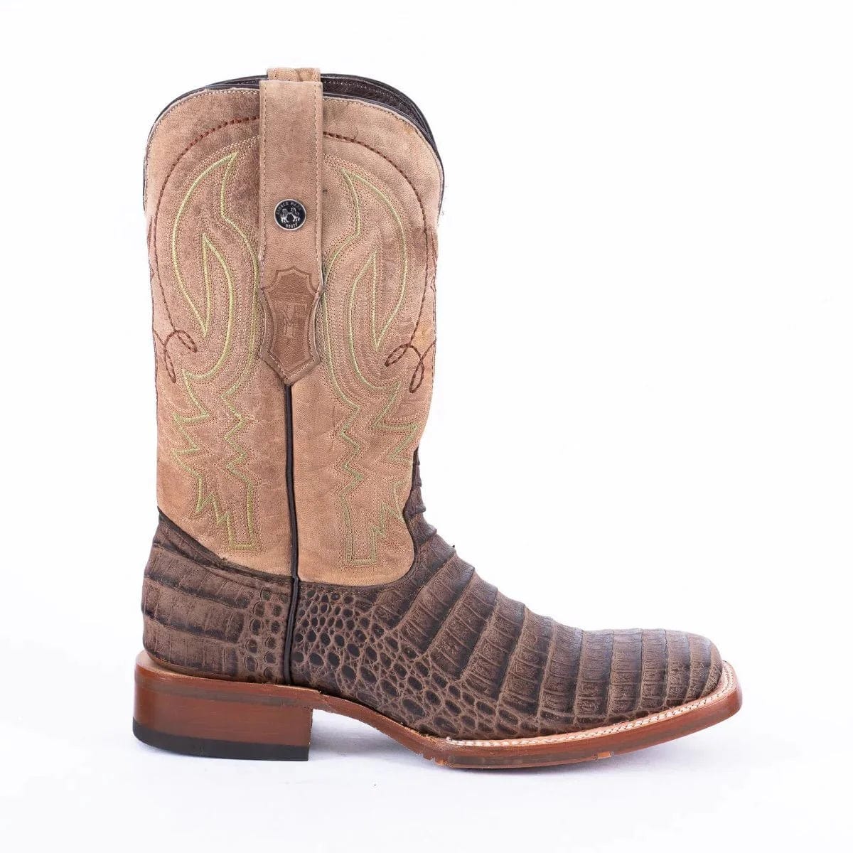 Tanner Mark Boots Boots Tanner Mark Men&#39;s Print Caiman Belly Square Toe Boots Brown TM205561