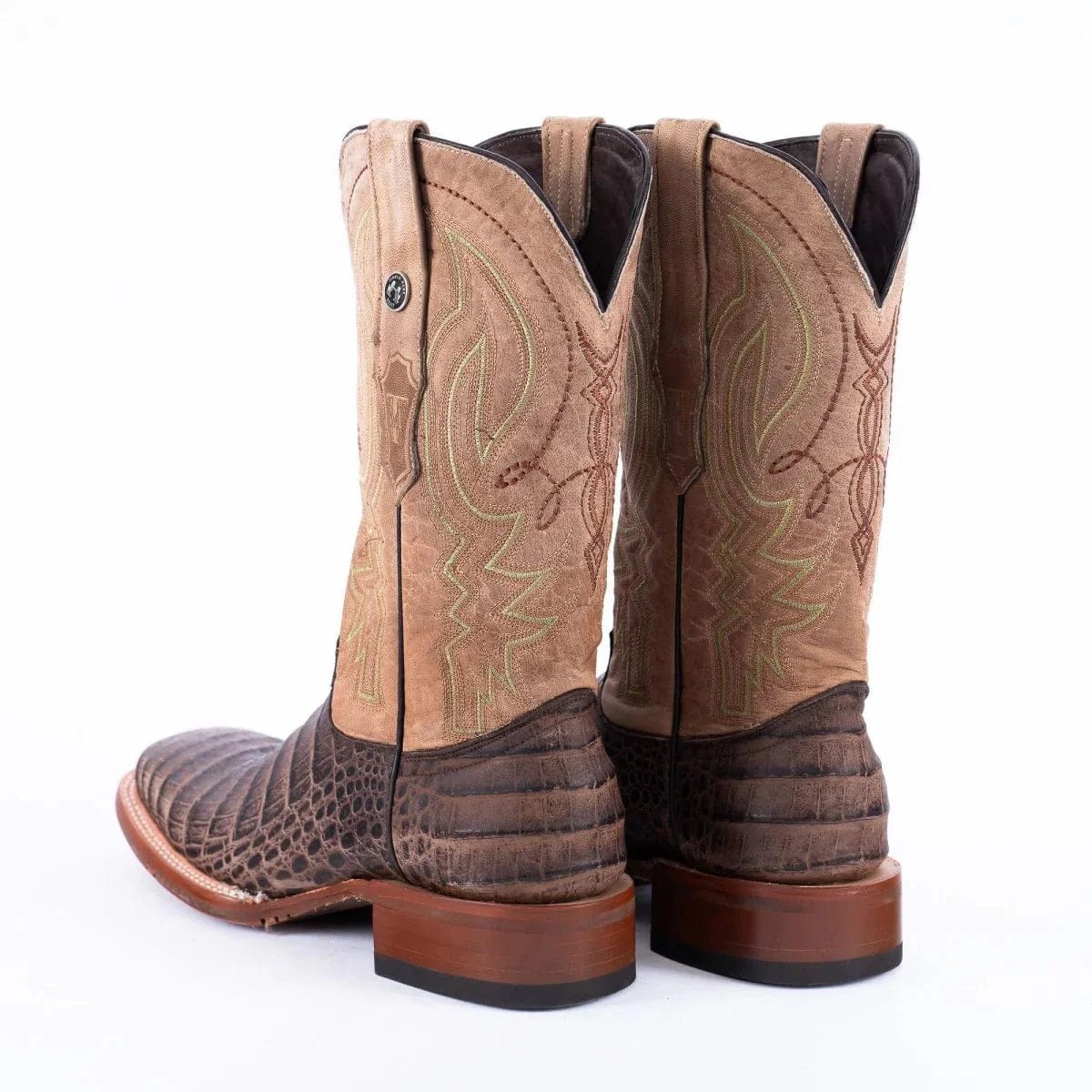 Tanner Mark Boots Boots Tanner Mark Men&#39;s Print Caiman Belly Square Toe Boots Brown TM205561