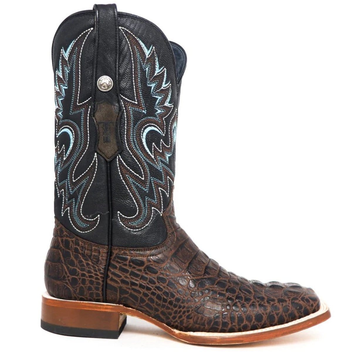 Tanner Mark Boots Boots Tanner Mark Men&#39;s Print Caiman Hornback Square Toe Boots Matte Brown TM205529