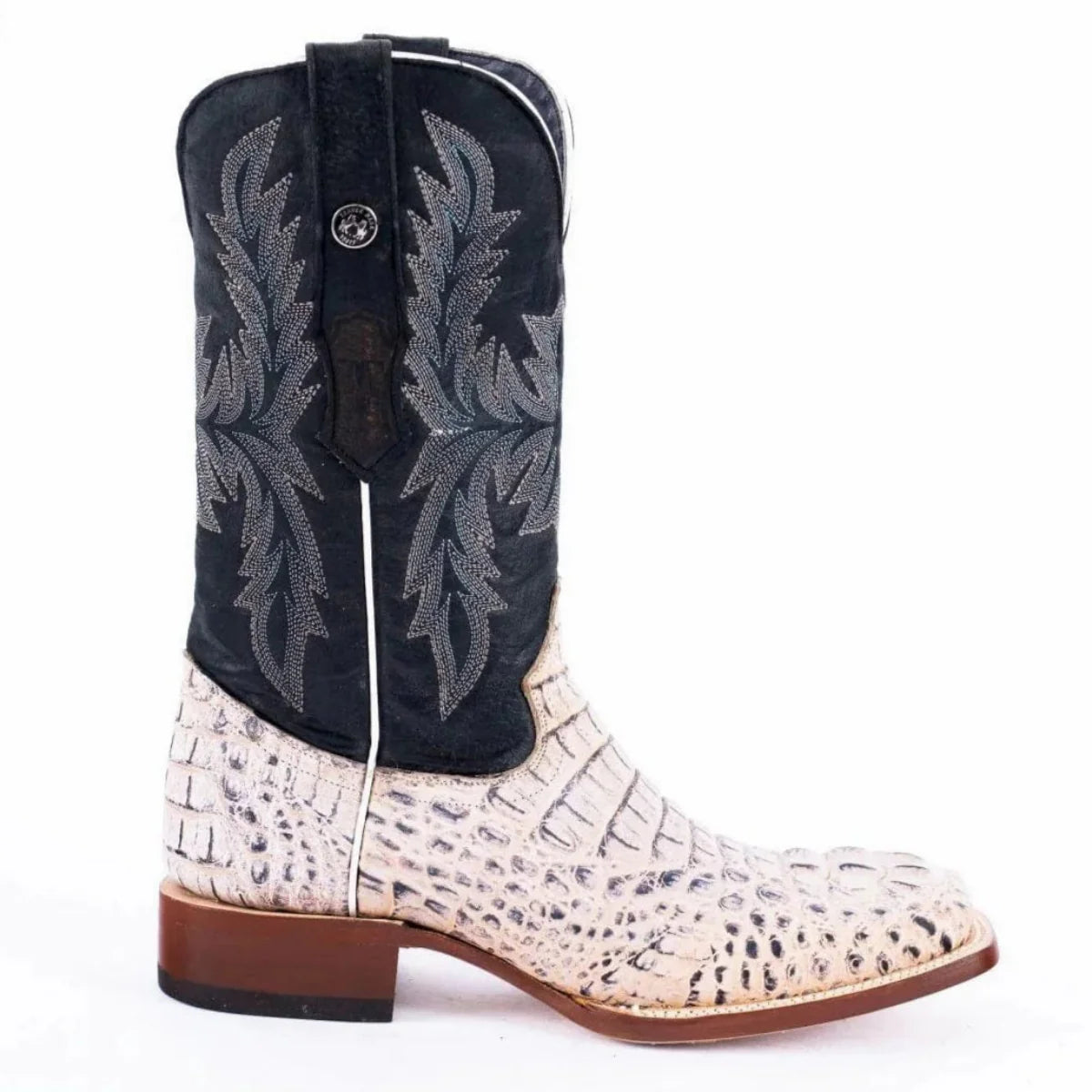 Tanner Mark Boots Boots Tanner Mark Men&#39;s Print Caiman Hornback Square Toe Boots Natural TM205573