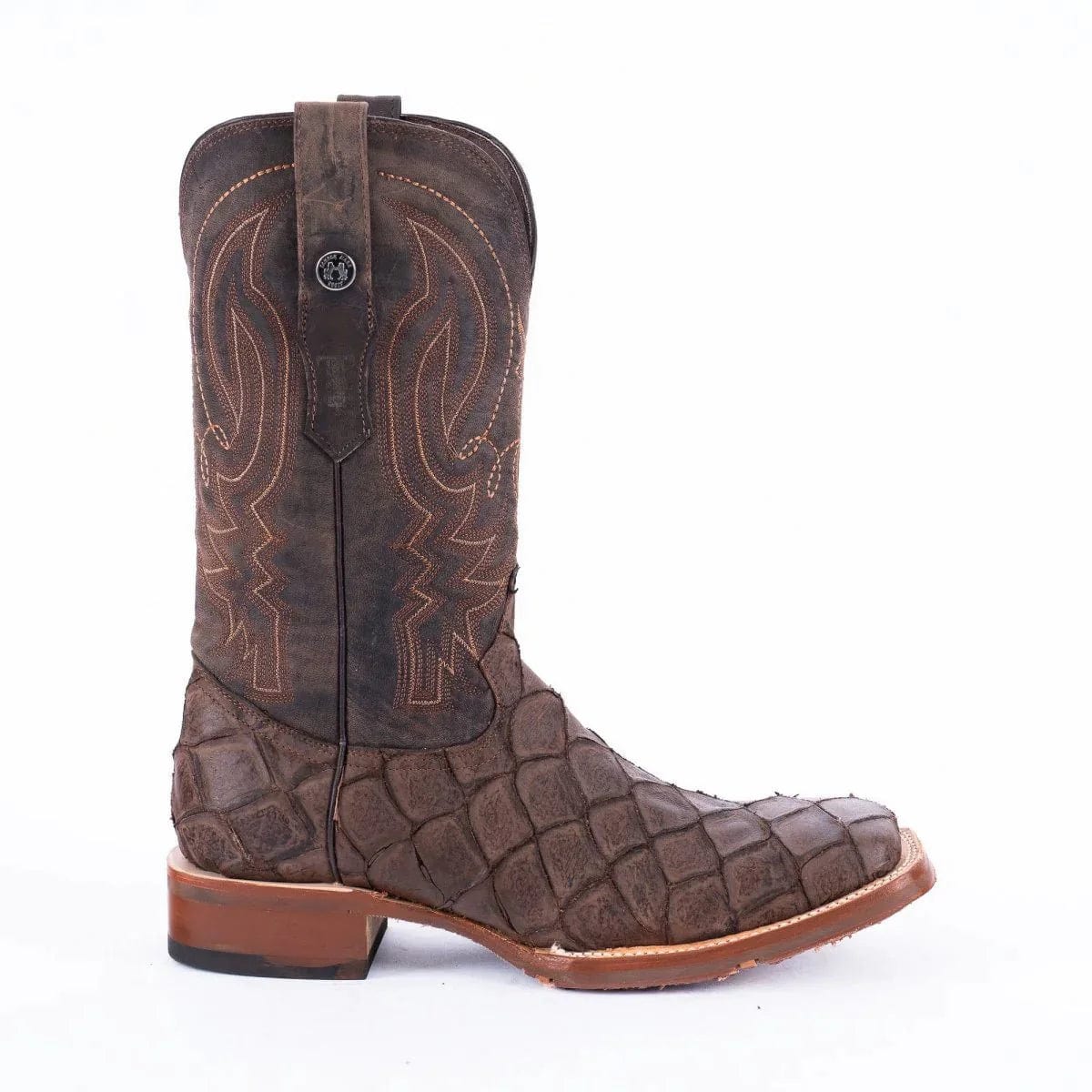 Tanner Mark Boots Boots Tanner Mark Men&#39;s Print Monster Fish Square Toe Boots Brown TM205558