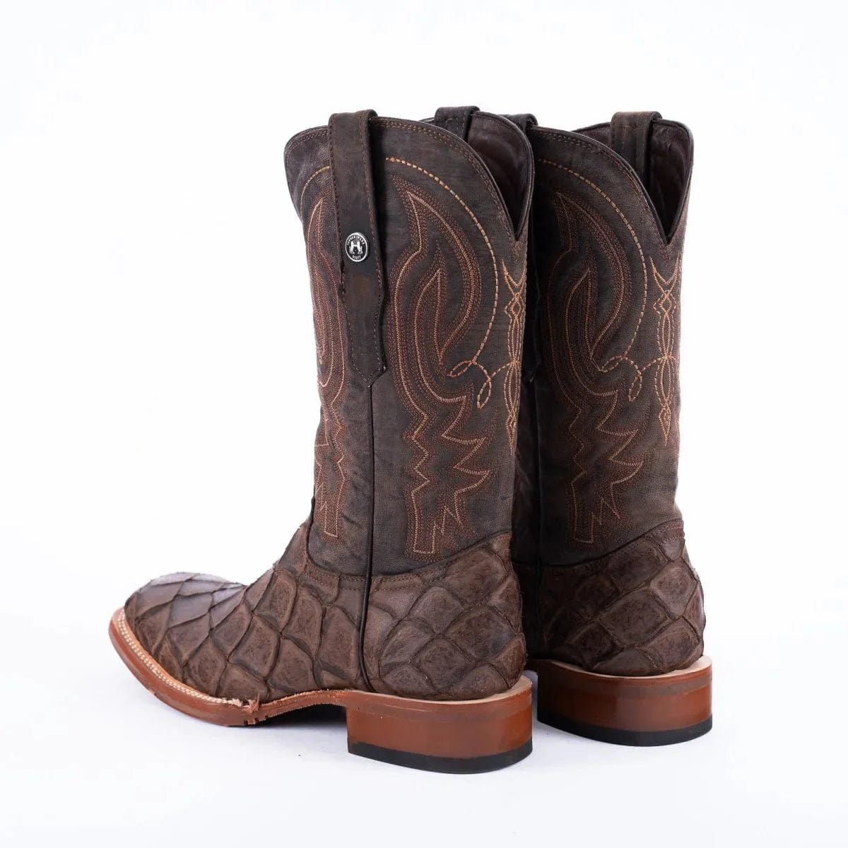 Tanner Mark Boots Boots Tanner Mark Men&#39;s Print Monster Fish Square Toe Boots Brown TM205558