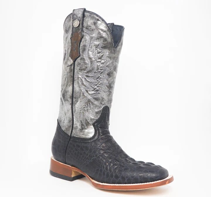 Tanner Mark Boots Boots Tanner Mark Women&#39;s Amberlyn Print Caiman Hornback Square Toe Boots Black TML207075