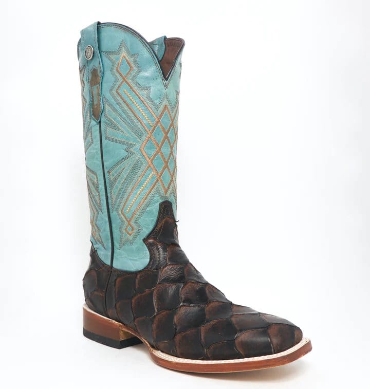 Tanner Mark Boots Boots Tanner Mark Women&#39;s &#39;Kaci Mae&#39; Print Monster Fish Square Toe Boots Choco TML207072