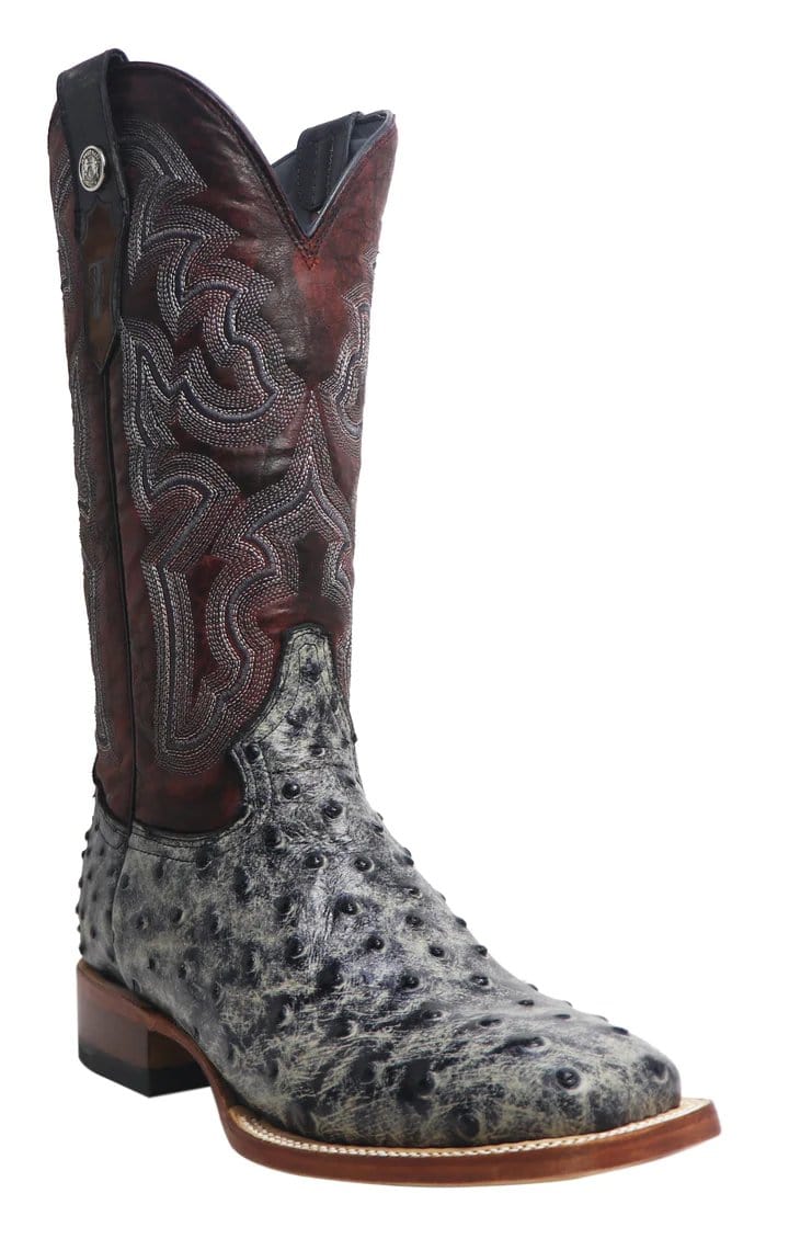 Tanner Mark Boots Boots Tanner Mark Women&#39;s &#39;Rita Ballou&#39; Ostrich Print Square Toe Boots Black TML207052