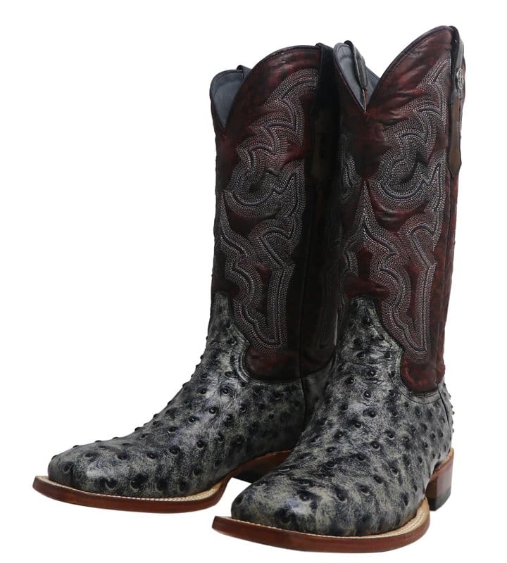 Tanner Mark Boots Boots Tanner Mark Women&#39;s &#39;Rita Ballou&#39; Ostrich Print Square Toe Boots Black TML207052