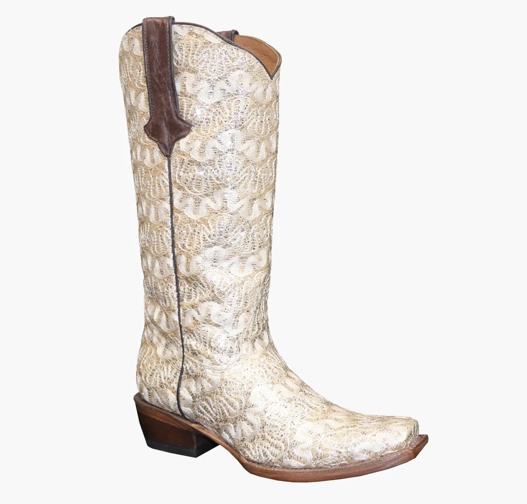 Tanner Mark Boots Boots Tanner Mark Women&#39;s The Bride Leather Square Toe Boots Beige TML380