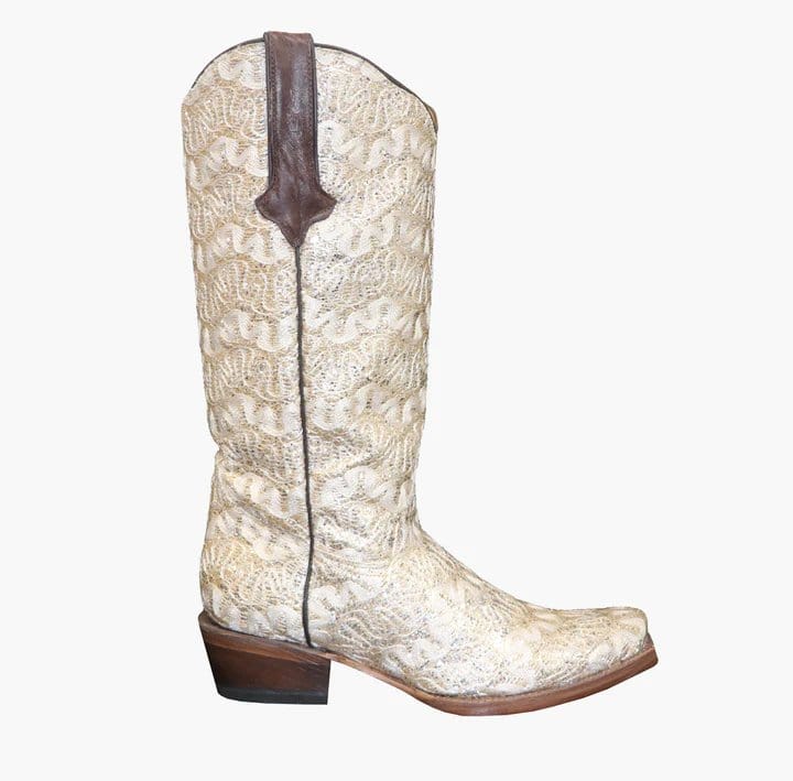 Tanner Mark Boots Boots Tanner Mark Women&#39;s The Bride Leather Square Toe Boots Beige TML380