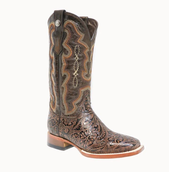 Tanner Mark Boots Boots Tanner Mark Women&#39;s &#39;Trinity&#39; Hand Tooled Square Toe Leather Boots Brown TML201759