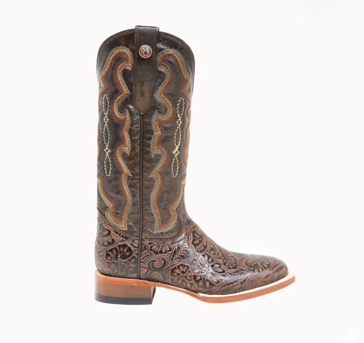 Tanner Mark Boots Boots Tanner Mark Women&#39;s &#39;Trinity&#39; Hand Tooled Square Toe Leather Boots Brown TML201759