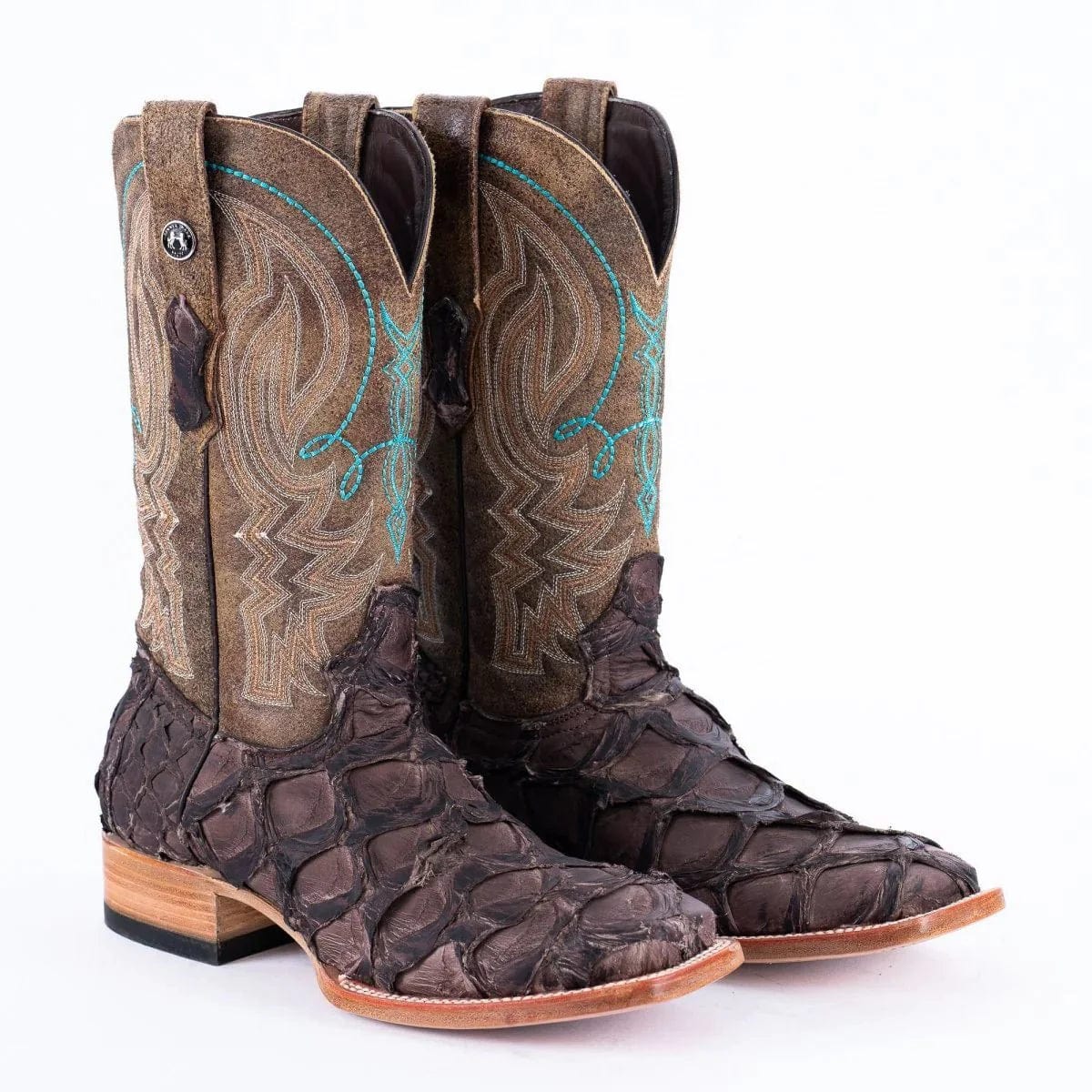 Tanner Mark Boots Boots Tobacco / 6.5 Tanner Mark Men&#39;s Genuine Monster Fish Square Toe Boots Tobacco TMX201324