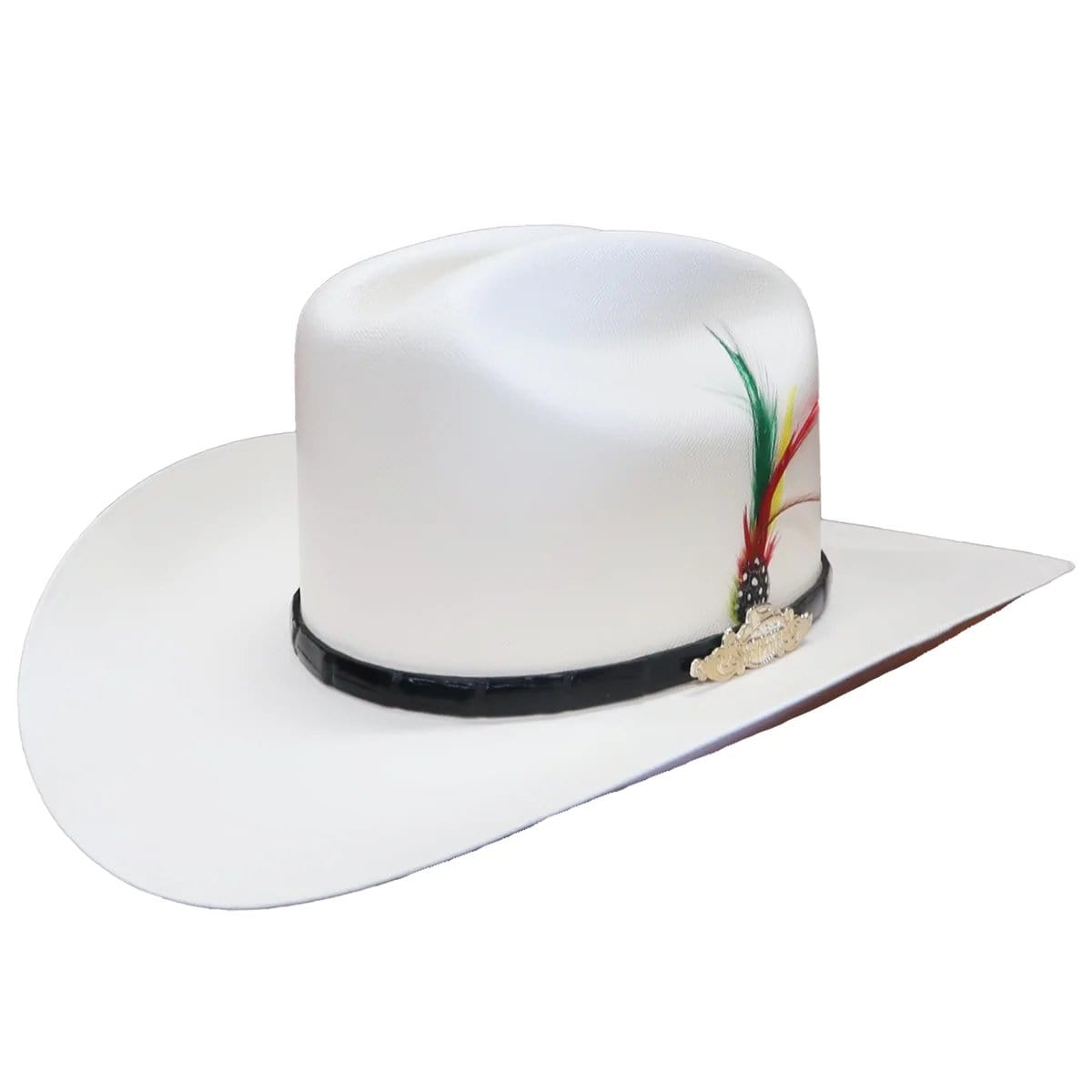 Tombstone Sombrero Sombrero Tombstone 10,000X Estilo Sinaloa con Plumas Ala 3 1/2&quot;