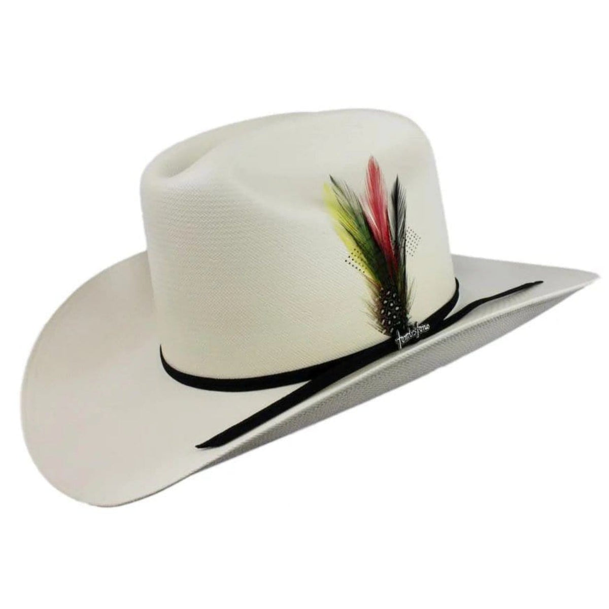 Tombstone Sombrero Sombrero Tombstone 100X Estilo Sinaloa con Plumas Ala 3&quot;