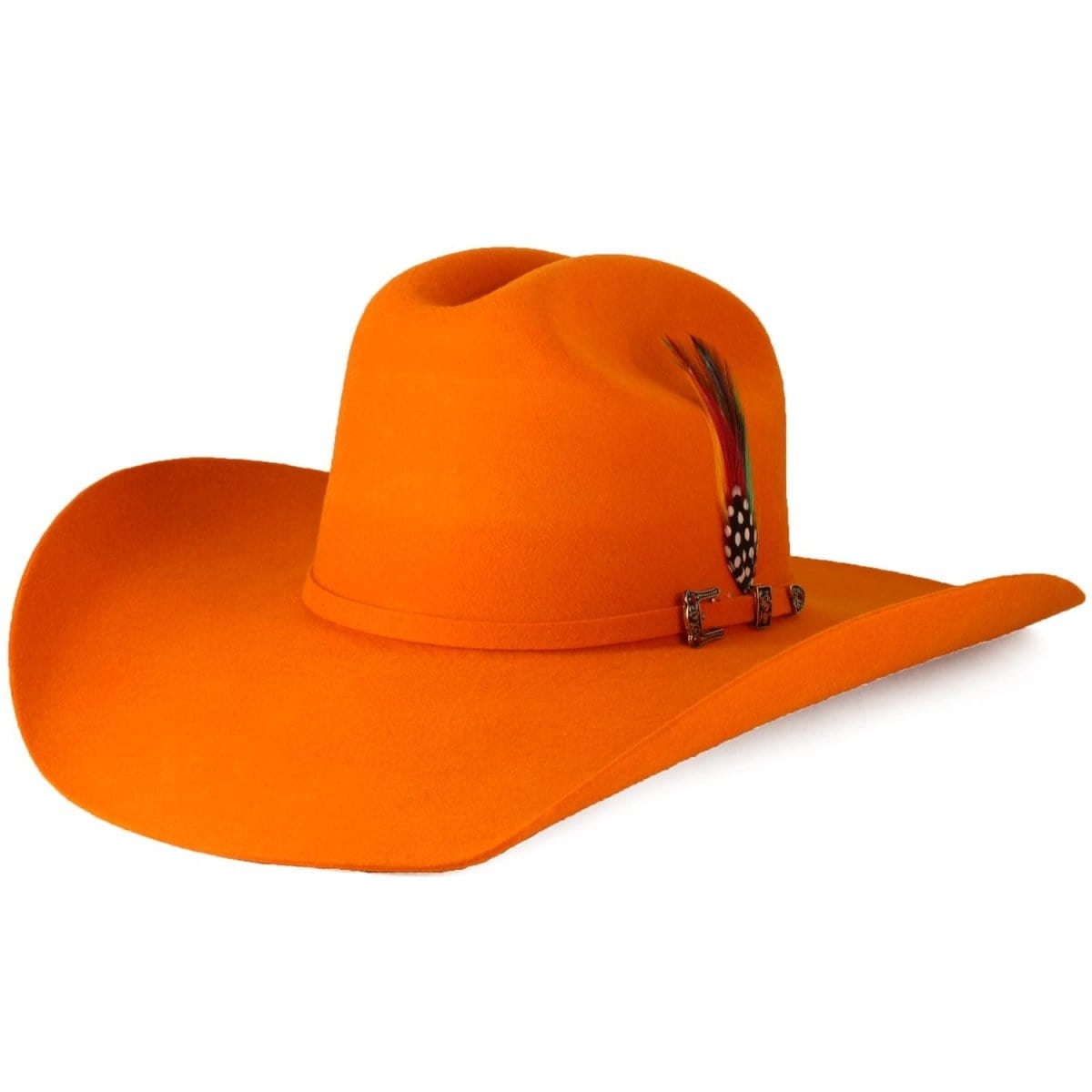 Tombstone Texanas Texana Sombrero Vaquero para Mujer 100X Color Naranja con Plumas