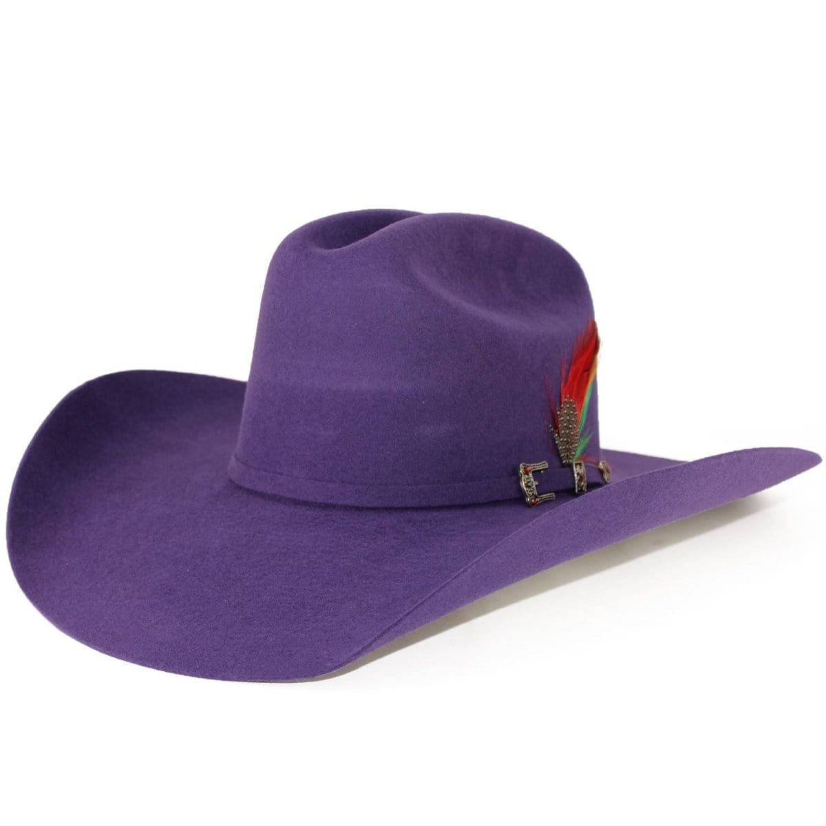 Tombstone Texanas Texana Stone Sombrero Vaquero para Mujer 100X Color Morado con Plumas