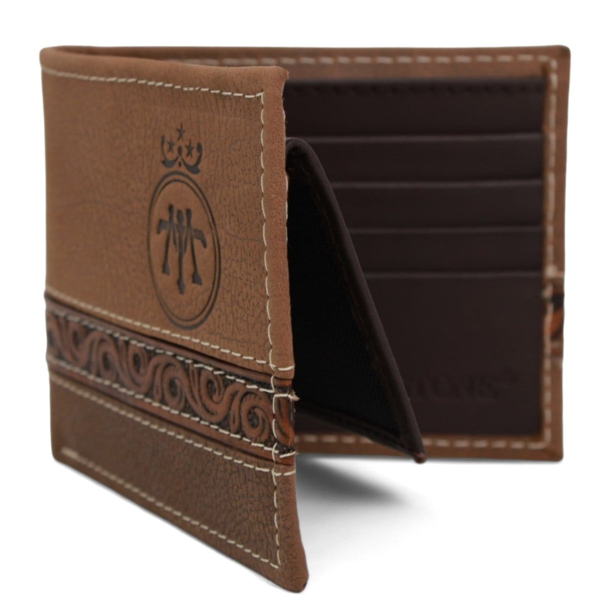 Tombstone Wallets Tombstone Chiseled Genuine Leather Wallet Brown TOM-W233