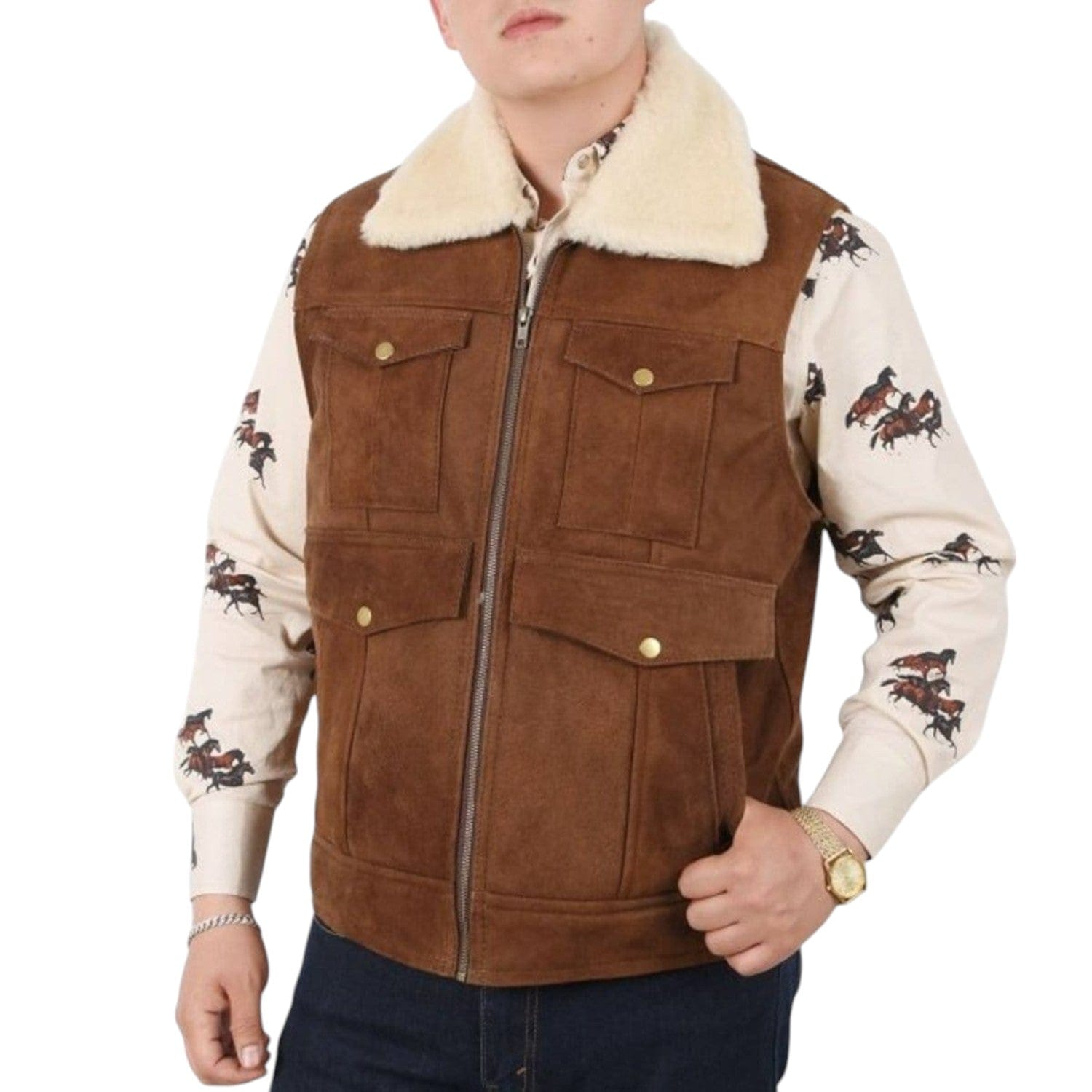 White Diamonds Boots Jackets Brown / S White Diamonds Genuine Lamb Leather Western Vest Brown WD-1766