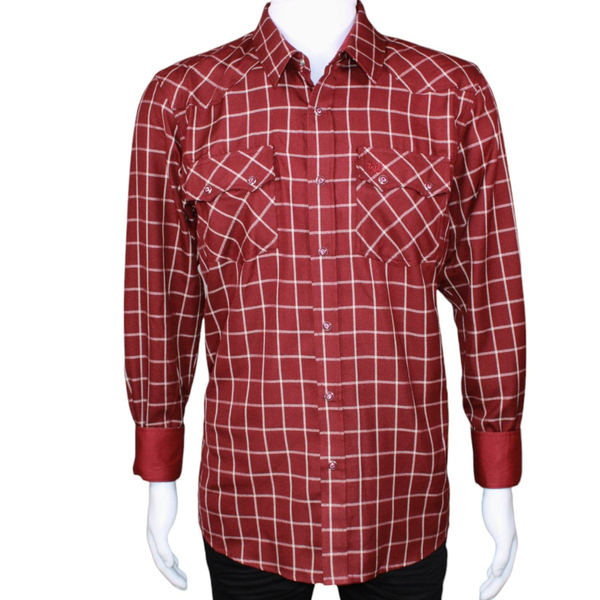 White Diamonds Boots Shirts Burgundy / S Men&#39;s White Diamonds Long Sleeve Western Shirt - Burgundy