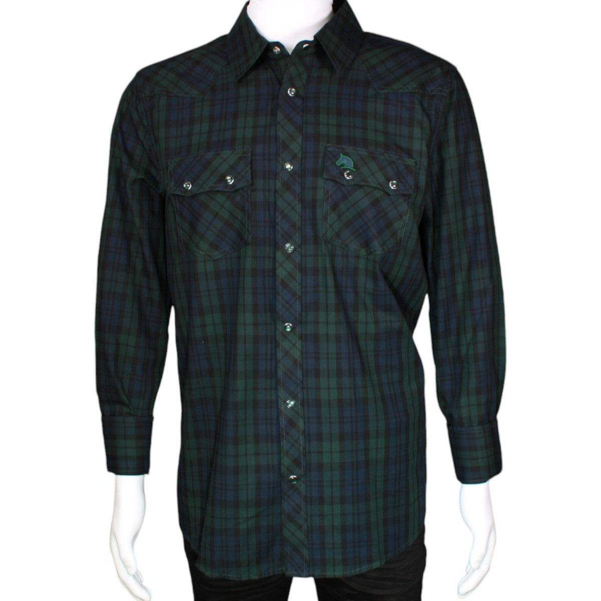 White Diamonds Boots Shirts Men&#39;s White Diamonds Long Sleeve Western Shirt - Green &amp; Blue