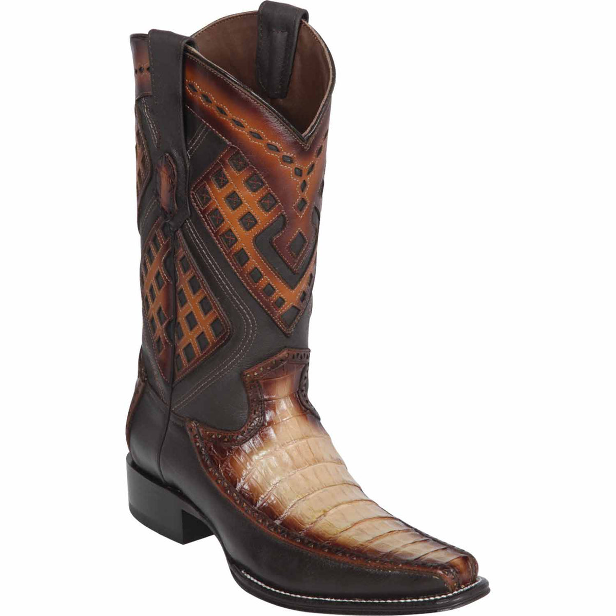 Wild West Boots Boots 6 Men&#39;s Wild West Caiman Belly with Deer Square Toe Boot 276F8215