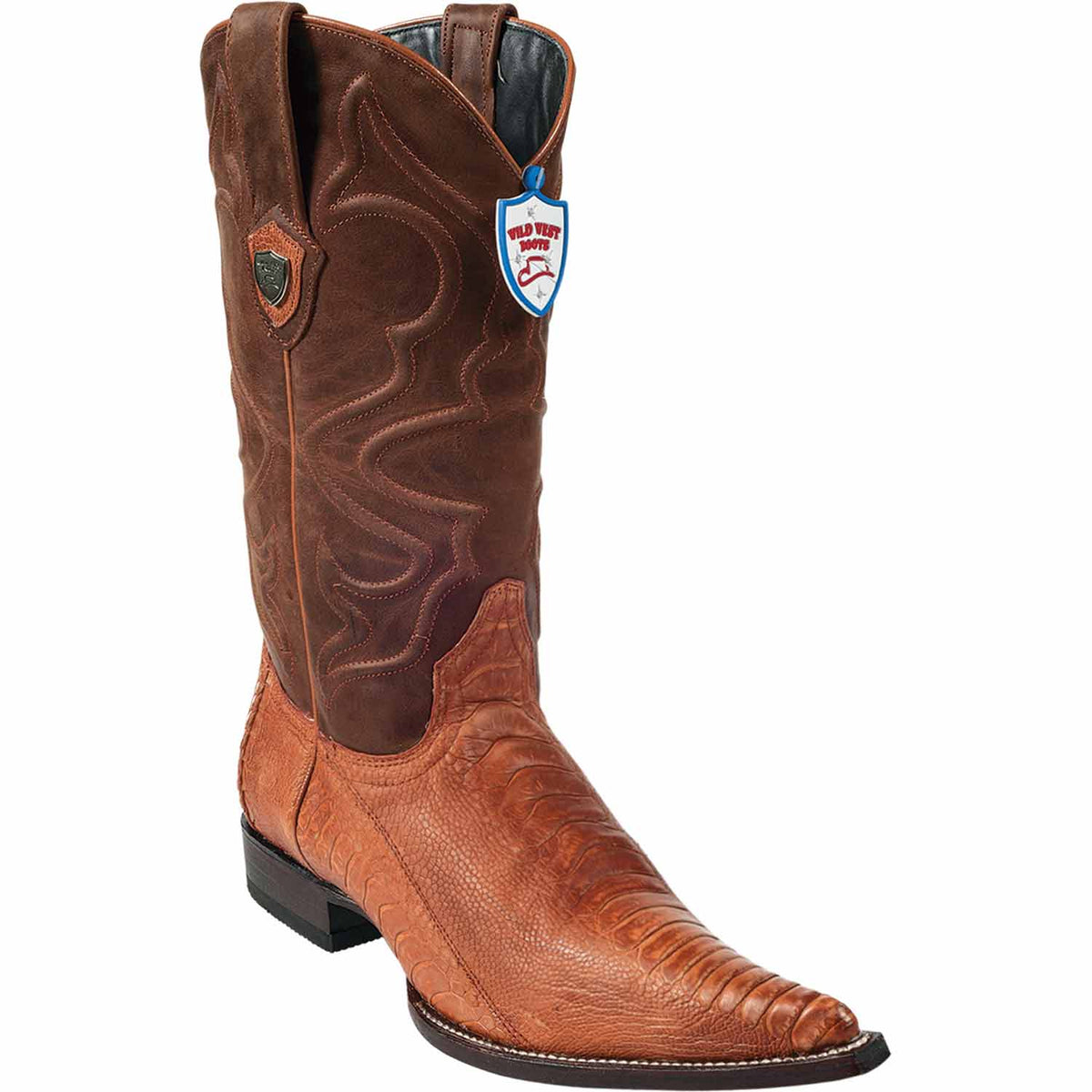 Wild West Boots Boots 6 Men&#39;s Wild West Ostrich Leg Grasso Skin 3X Toe Boot 295G0503